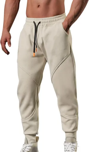 Chinos Pants Men Slim Fit Male Spring Casual Fitness Running Trousers Drawstring Loose Waist Color Matching Pants