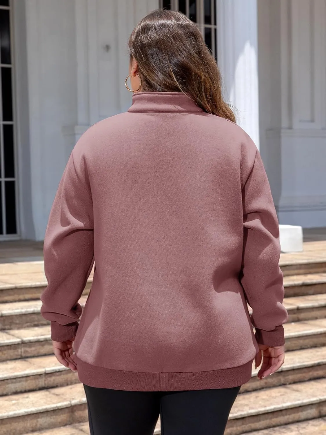 Chulianyouhuo Womens Plus Size Half Zip Pullover Long Sleeve Oversized Sweatshirt Drop Shoulder Hoodie Teen Girls Y2K Clothes