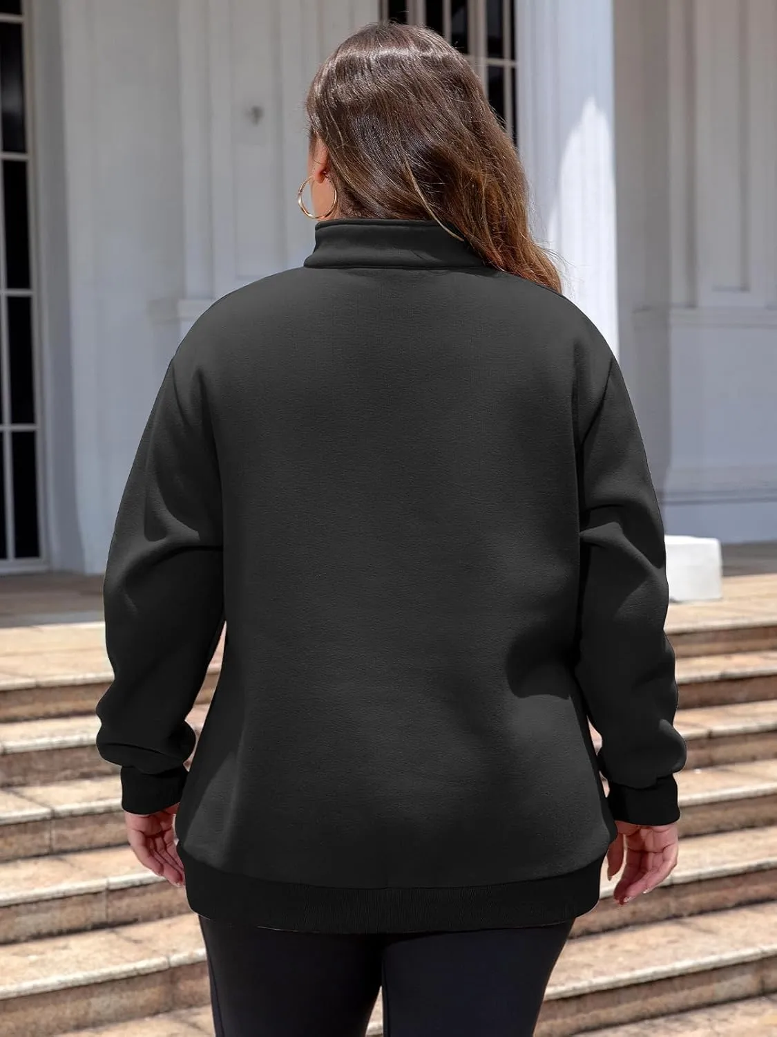 Chulianyouhuo Womens Plus Size Half Zip Pullover Long Sleeve Oversized Sweatshirt Drop Shoulder Hoodie Teen Girls Y2K Clothes