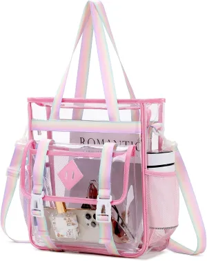 Clear Tote Bag Stadium Approved 12x6x12, Thickened Heavy Duty PVC Transparent Tote Bag Water Resistant
