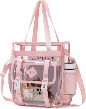 Clear Tote Bag Stadium Approved 12x6x12, Thickened Heavy Duty PVC Transparent Tote Bag Water Resistant
