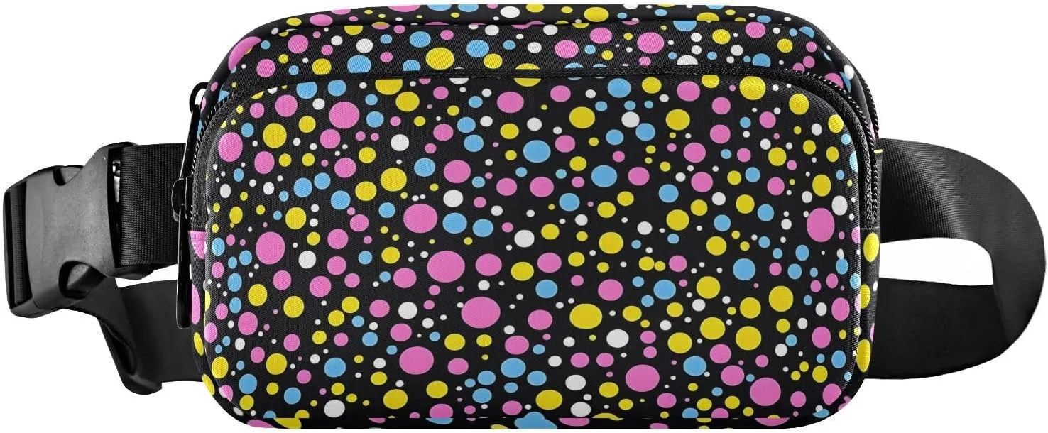 Colored Dots Fanny Pack Water Resistant, Women Men Waist Pack Sling Bag Purse for Travel Hiking