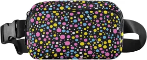 Colored Dots Fanny Pack Water Resistant, Women Men Waist Pack Sling Bag Purse for Travel Hiking