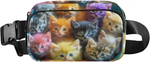 Colorful Cats Fanny Packs for Women Men, Water Resistant Waist Pack Sling Bag Purse for Travel Hiking
