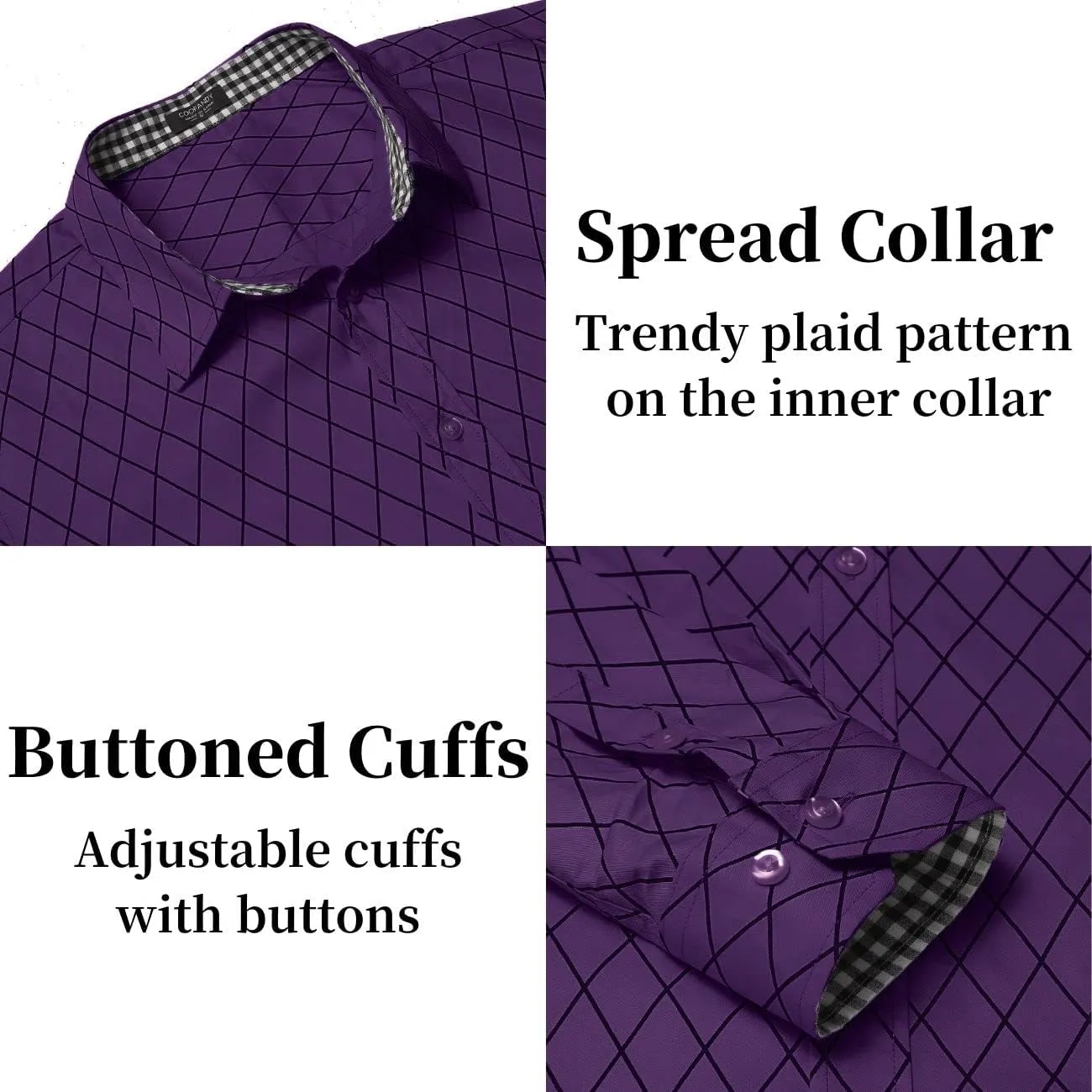 COOFANDY Men's Business Dress Shirt Long Sleeve Slim Fit Casual Button Down Shirt