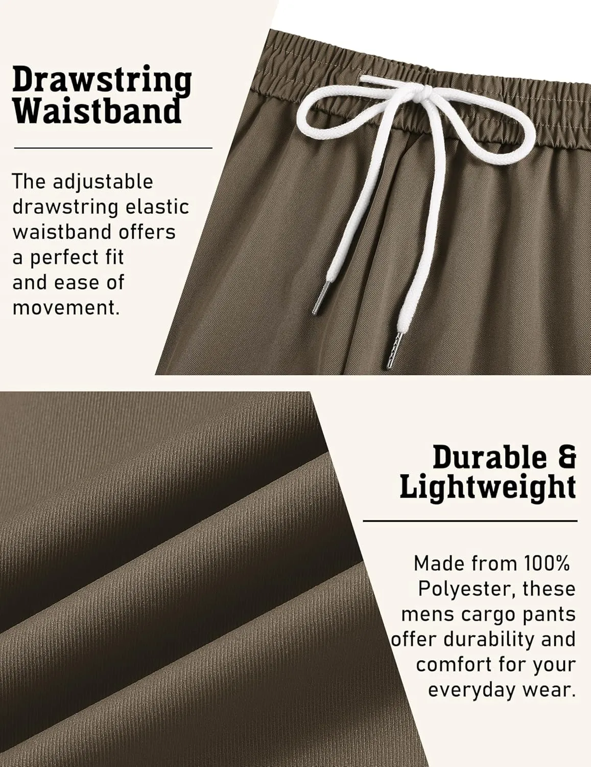 COOFANDY Men's Cargo Joggers Drawstring Jogger Cargo Pants Fashion Tapered Pants with Multi Pockets