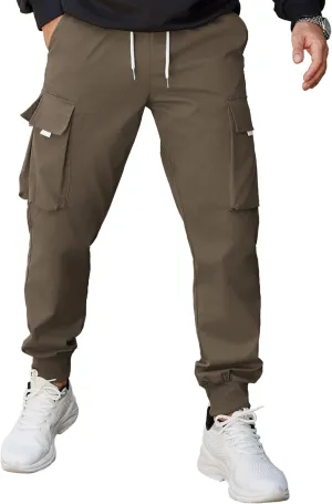 COOFANDY Men's Cargo Joggers Drawstring Jogger Cargo Pants Fashion Tapered Pants with Multi Pockets