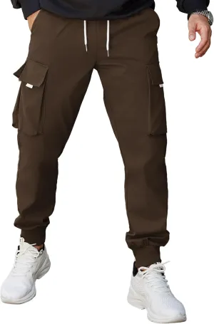 COOFANDY Men's Cargo Joggers Drawstring Jogger Cargo Pants Fashion Tapered Pants with Multi Pockets