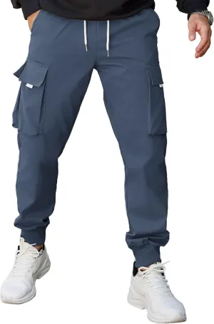 COOFANDY Men's Cargo Joggers Drawstring Jogger Cargo Pants Fashion Tapered Pants with Multi Pockets