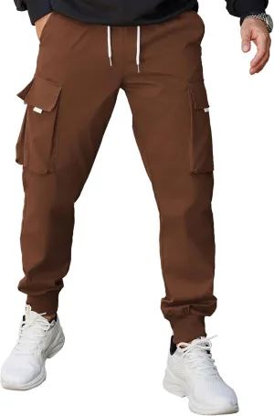 COOFANDY Men's Cargo Joggers Drawstring Jogger Cargo Pants Fashion Tapered Pants with Multi Pockets