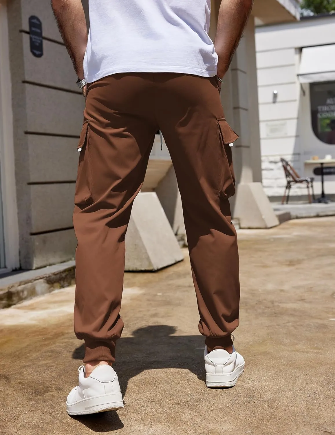 COOFANDY Men's Cargo Joggers Drawstring Jogger Cargo Pants Fashion Tapered Pants with Multi Pockets