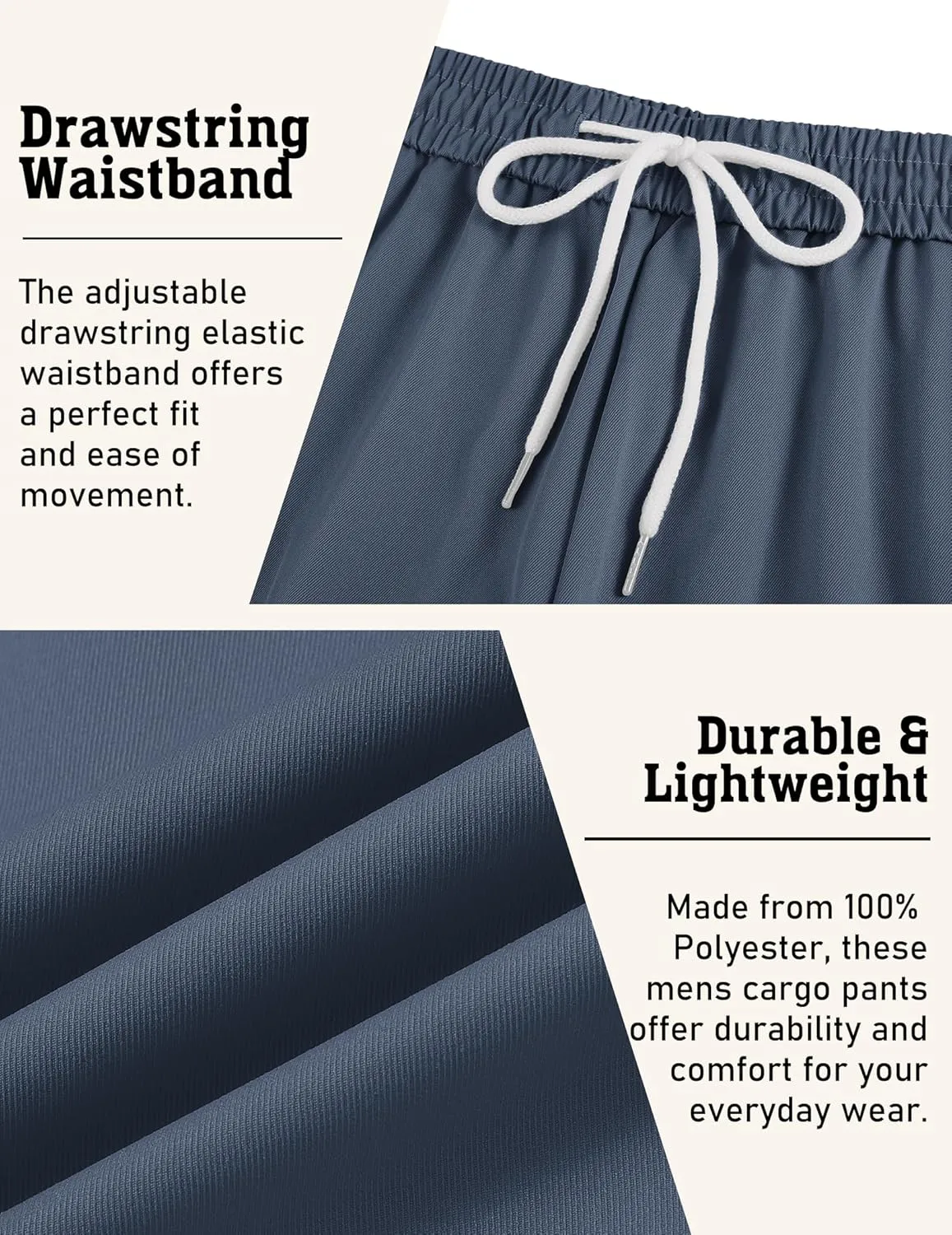 COOFANDY Men's Cargo Joggers Drawstring Jogger Cargo Pants Fashion Tapered Pants with Multi Pockets