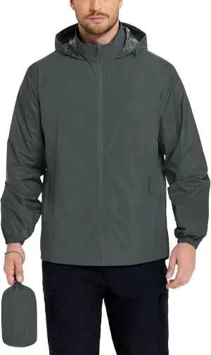 COOFANDY Mens Rain Jacket Lightweight Waterproof Raincoat Packable Rain Shell Jacket With Hood Golf Hiking Windbreaker