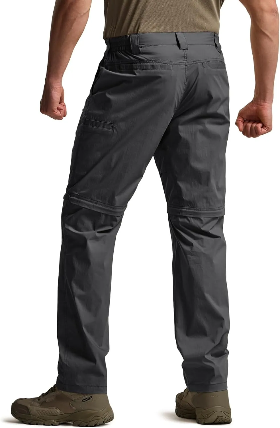 CQR Men's Convertible Cargo Tactical Pants, Water Resistant Outdoor Hiking Pants, Zip Off Lightweight Stretch Work Pants