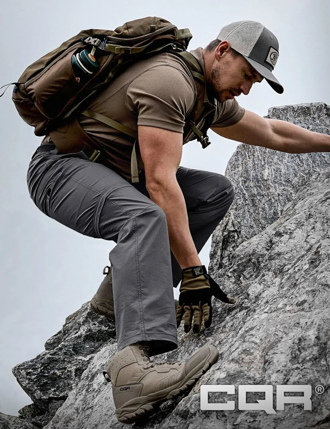 CQR Men's Convertible Cargo Tactical Pants, Water Resistant Outdoor Hiking Pants, Zip Off Lightweight Stretch Work Pants