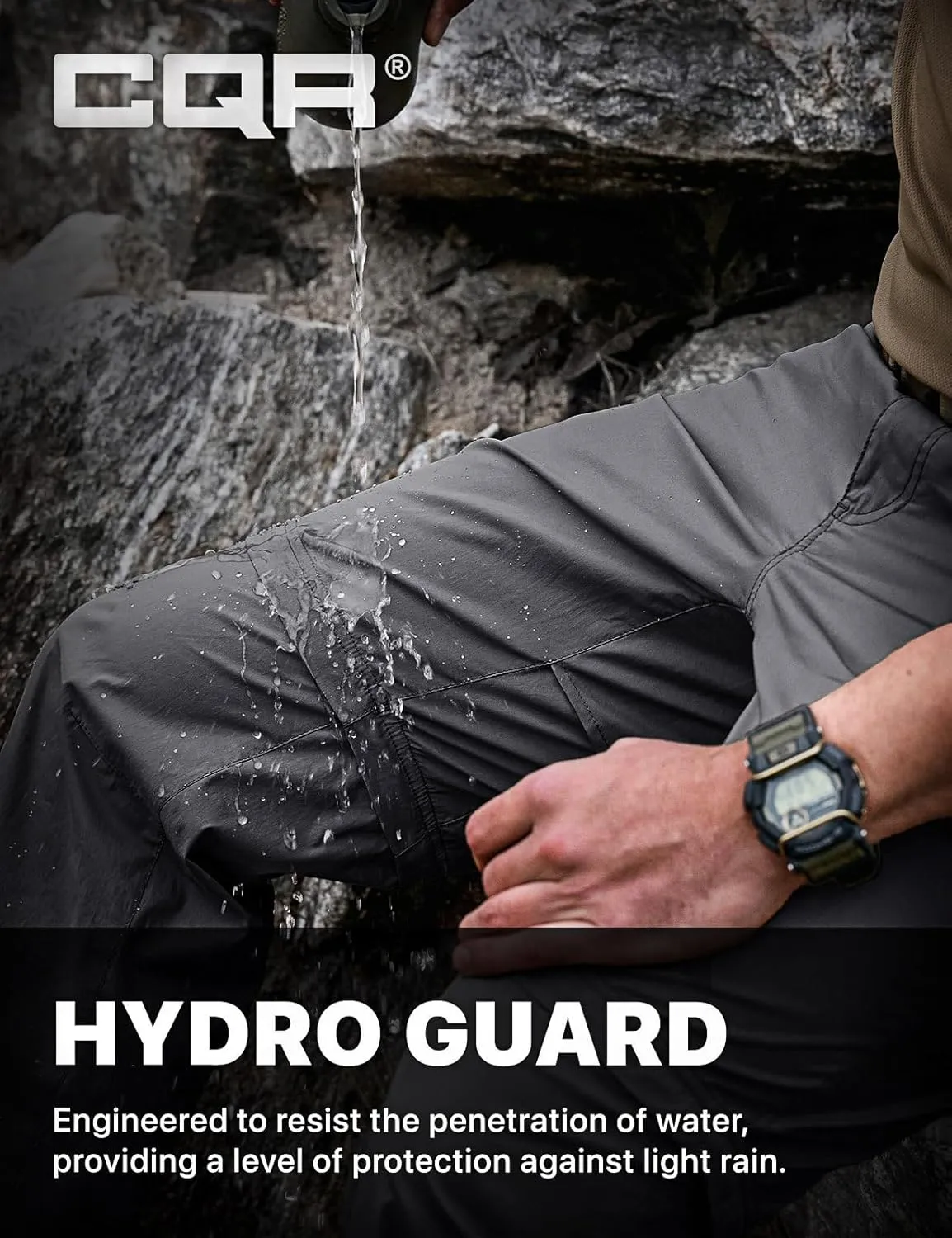 CQR Men's Convertible Cargo Tactical Pants, Water Resistant Outdoor Hiking Pants, Zip Off Lightweight Stretch Work Pants
