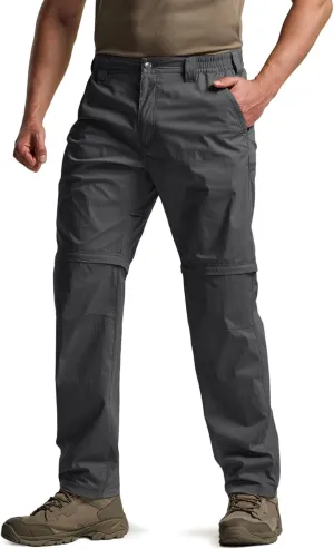 CQR Men's Convertible Cargo Tactical Pants, Water Resistant Outdoor Hiking Pants, Zip Off Lightweight Stretch Work Pants