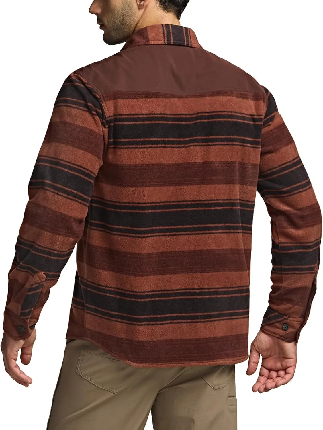 CQR Men's Long Sleeve Heavyweight Fleece Shirts, Plaid Button Up Shirt, Warm Outdoor Casual Shirt with Pockets