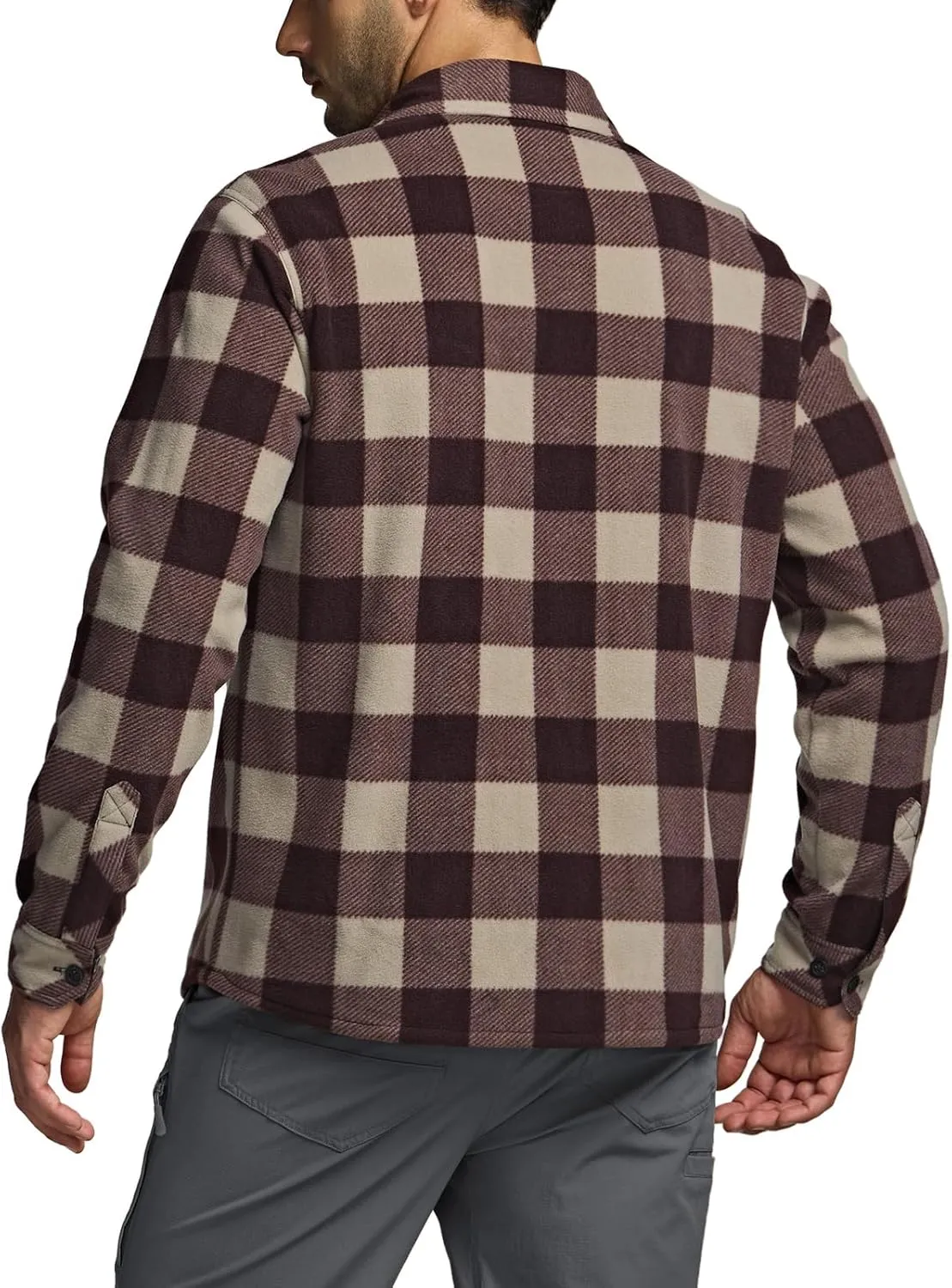 CQR Men's Long Sleeve Heavyweight Fleece Shirts, Plaid Button Up Shirt, Warm Outdoor Casual Shirt with Pockets