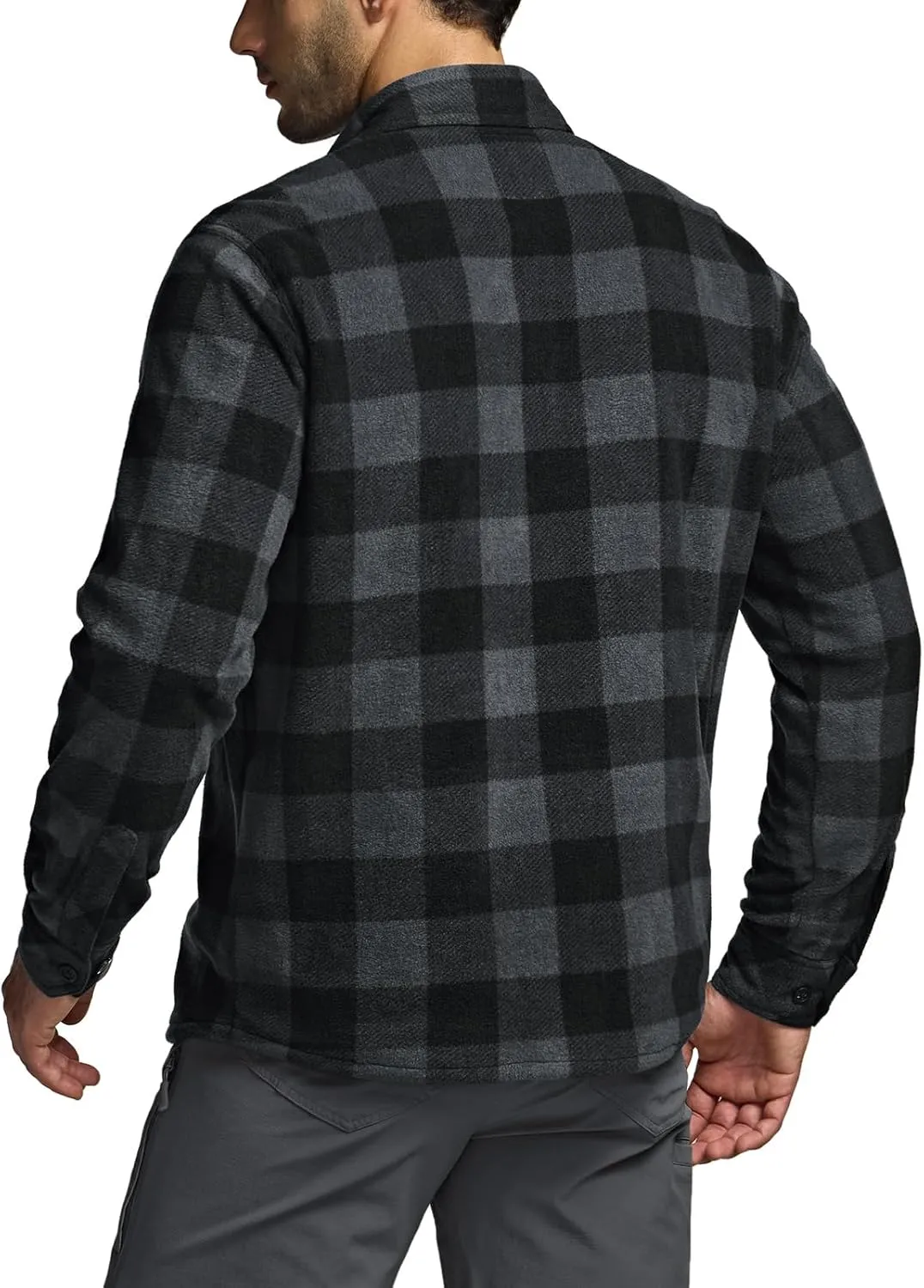 CQR Men's Long Sleeve Heavyweight Fleece Shirts, Plaid Button Up Shirt, Warm Outdoor Casual Shirt with Pockets