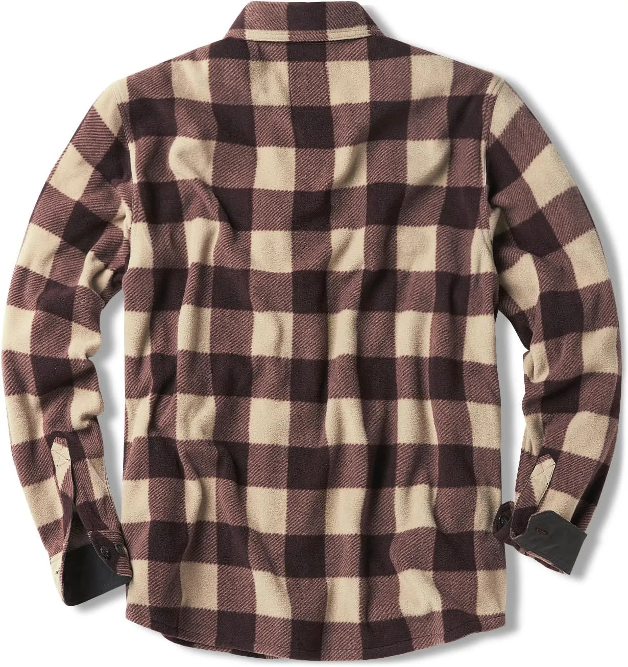 CQR Men's Long Sleeve Heavyweight Fleece Shirts, Plaid Button Up Shirt, Warm Outdoor Casual Shirt with Pockets