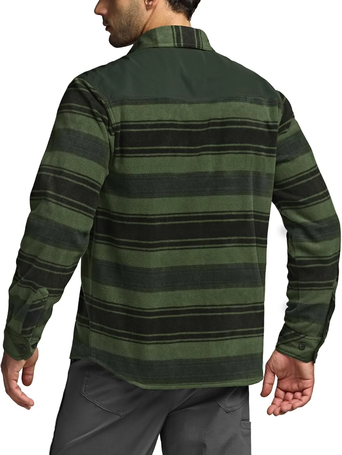 CQR Men's Long Sleeve Heavyweight Fleece Shirts, Plaid Button Up Shirt, Warm Outdoor Casual Shirt with Pockets
