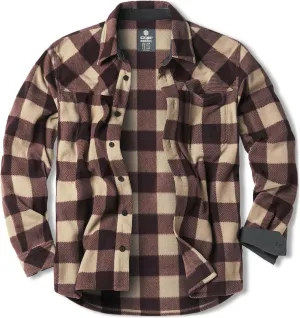 CQR Men's Long Sleeve Heavyweight Fleece Shirts, Plaid Button Up Shirt, Warm Outdoor Casual Shirt with Pockets