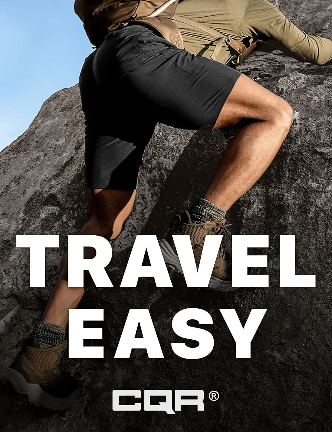 CQR Mens Quick-Dry Stretch Hiking Cargo Shorts  Lightweight Water-Resistant Tactical Casual, Golf & Outdoor with Pockets