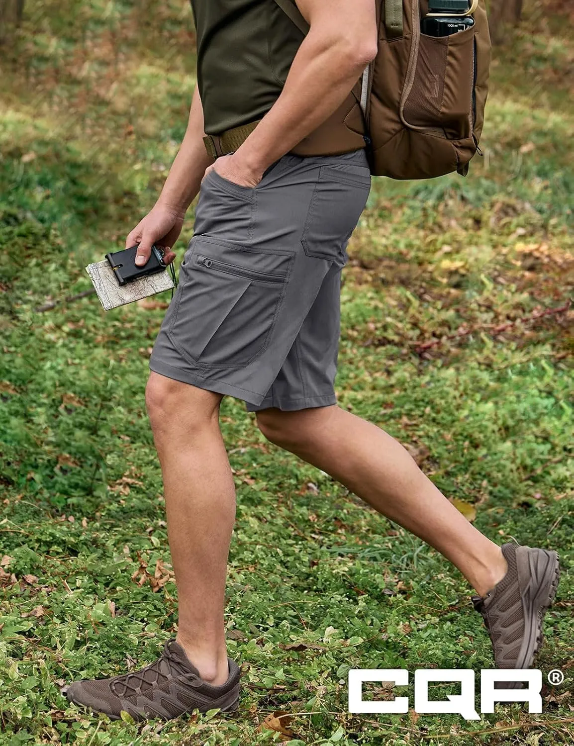 CQR Men's Quick Dry Stretch Hiking Cargo Shorts, Lightweight Water Resistant Tactical Casual, Golf & Outdoor with Pockets