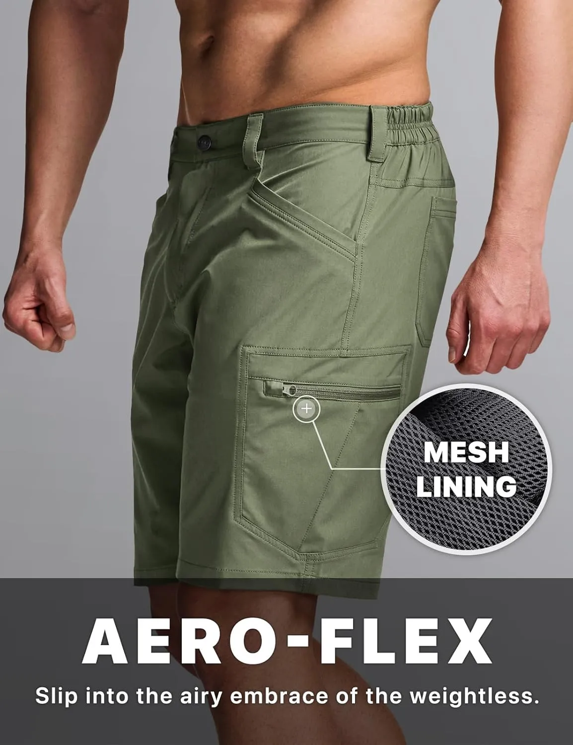 CQR Mens Quick-Dry Stretch Hiking Cargo Shorts  Lightweight Water-Resistant Tactical Casual, Golf & Outdoor with Pockets