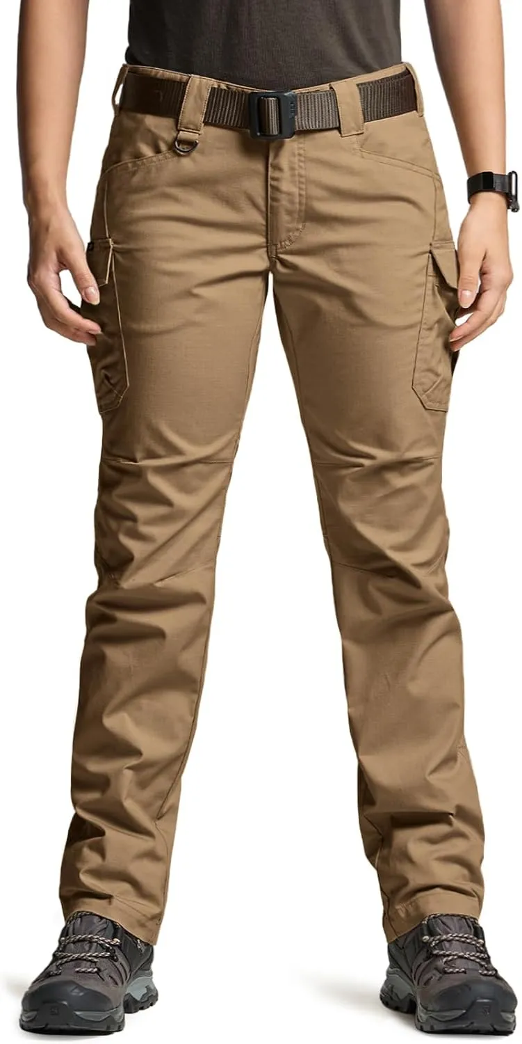 CQR Women's Flex Stretch Tactical Pants, Water Resistant Ripstop Cargo Work Pants with Pockets for Outdoor & Hiking