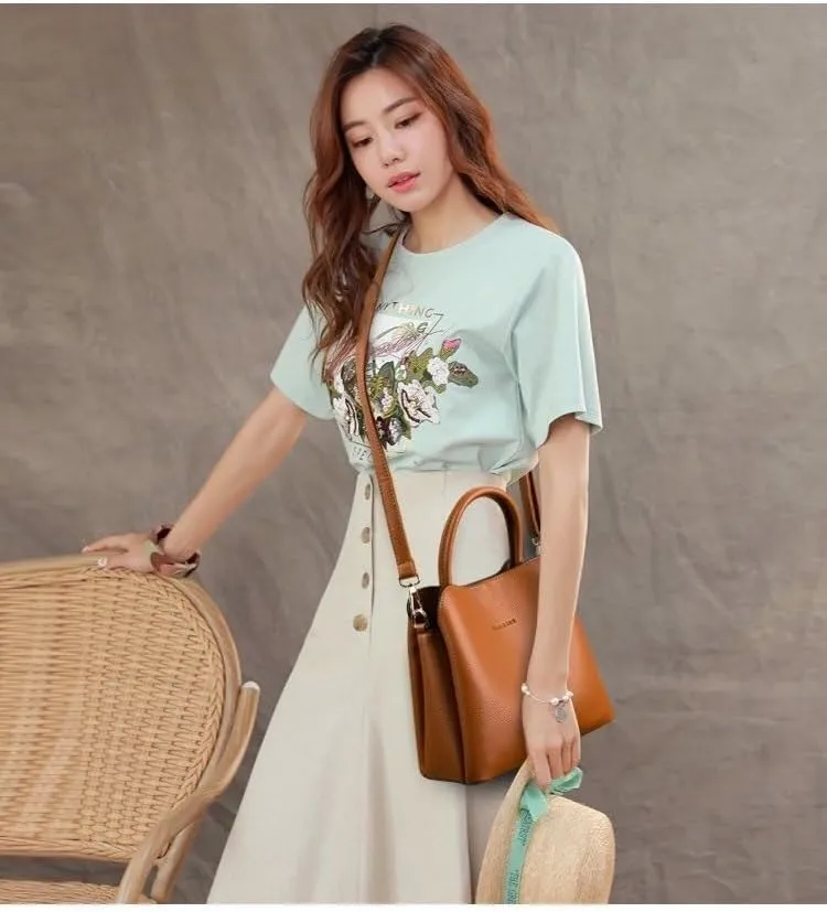 cross-body bag Soft Leather Crossbody Bucket Bag