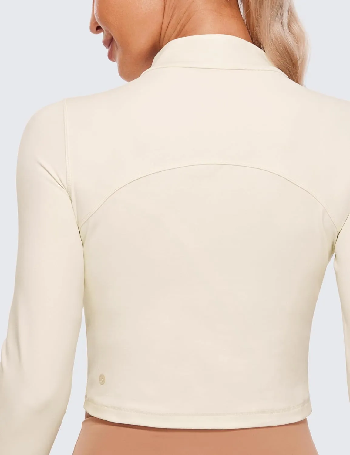 CRZ YOGA Womens Butterluxe Mock Turtleneck Long Sleeves Crop Tops Slim Fit Workout Casual T-Shirt Base Layer Fall Shirts