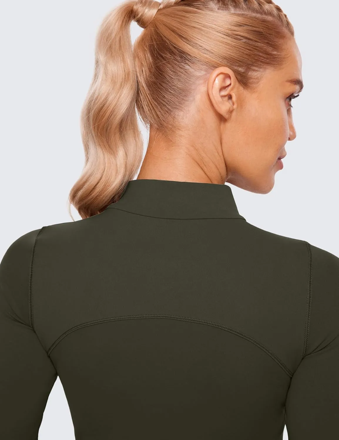 CRZ YOGA Womens Butterluxe Mock Turtleneck Long Sleeves Crop Tops Slim Fit Workout Casual T-Shirt Base Layer Fall Shirts