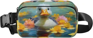 Cute Duck Fanny Pack for Travel Hiking Water Resistant Waist Pack Sling Bag Purse for Women Men