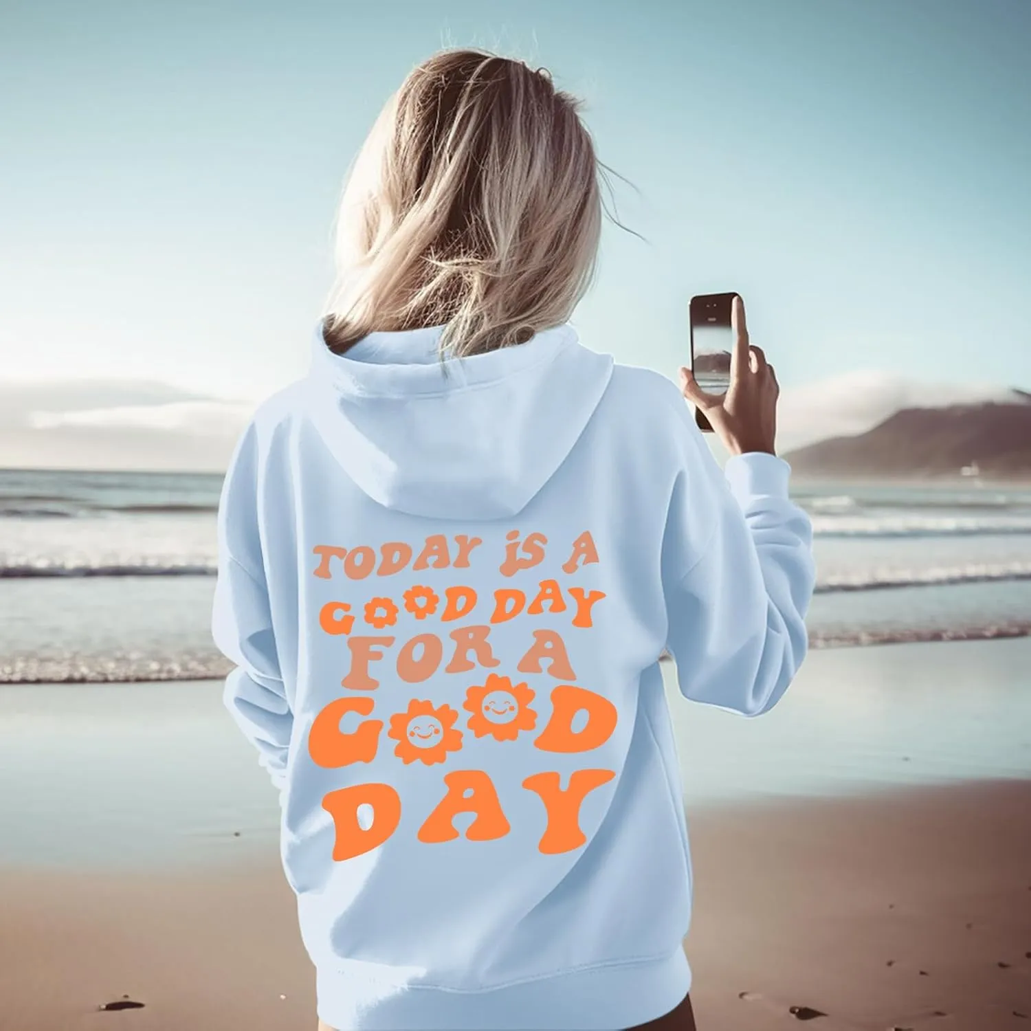 Cute Graphic Hoodies for Teen Girls Aesthetic Preppy Sweatshirts Inspirational Letter Slogan Loose Fit Pullover Tops