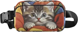 Cute Little Cat Fanny Pack Water Resistant, Women Men Waist Pack Sling Bag Purse for Travel Hiking