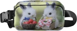 Cute Rabbit Fanny Packs for Women Men, Water Resistant Waist Pack Sling Bag Purse for Travel Hiking