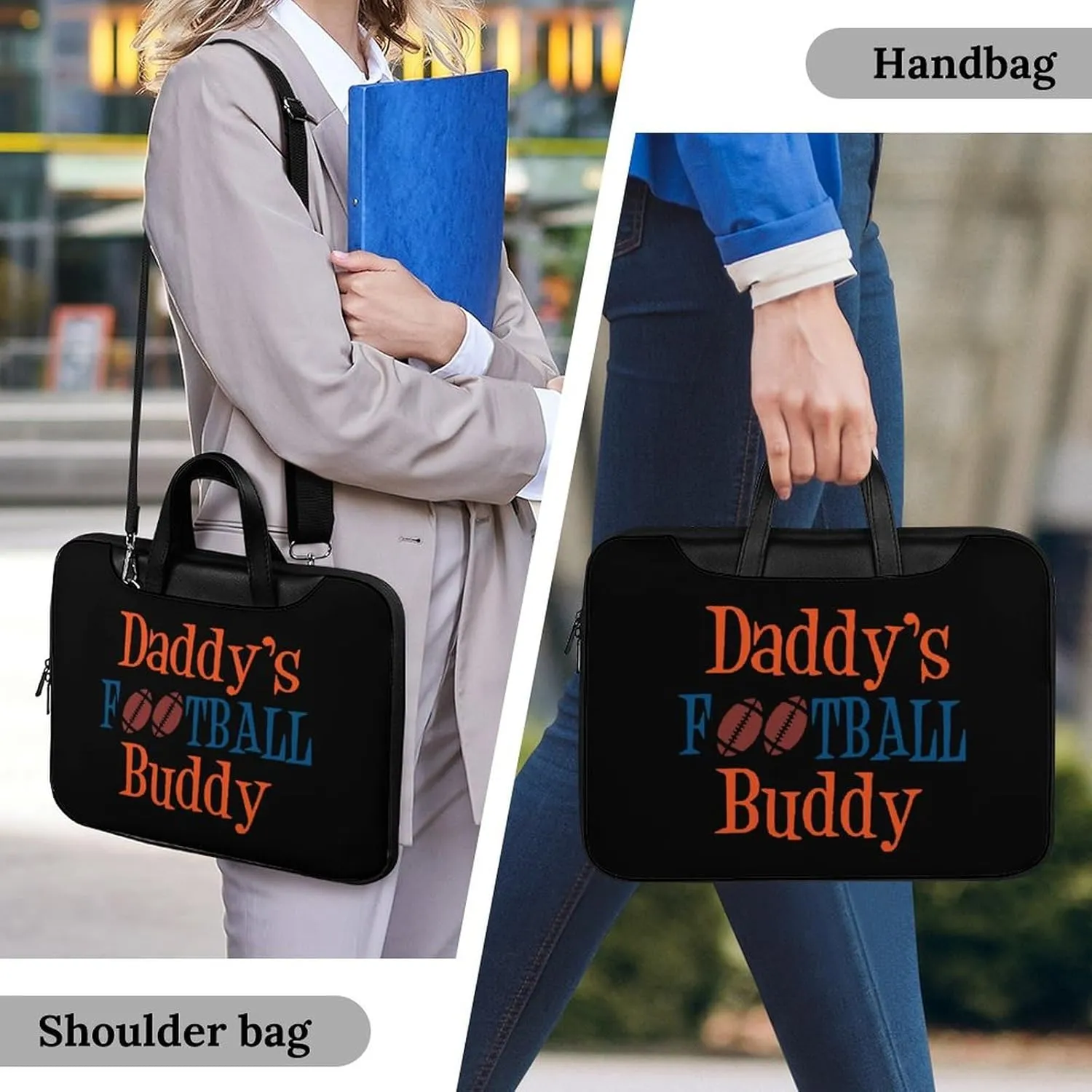 Daddy's Football Buddy Leather Bag Laptop Case Slim Water Resistant Computer Bags with Handle Briefcase for Work