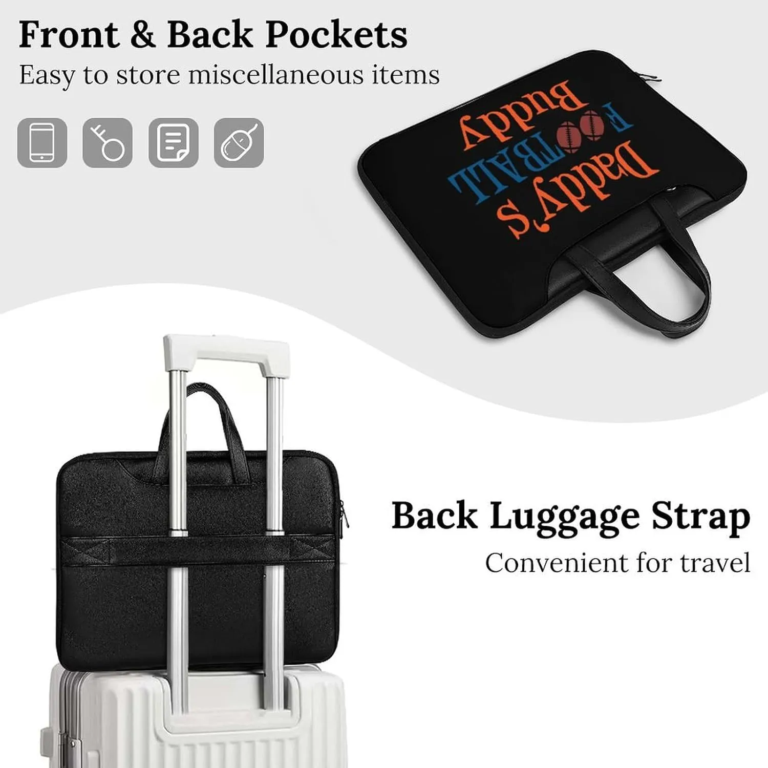 Daddy's Football Buddy Leather Bag Laptop Case Slim Water Resistant Computer Bags with Handle Briefcase for Work