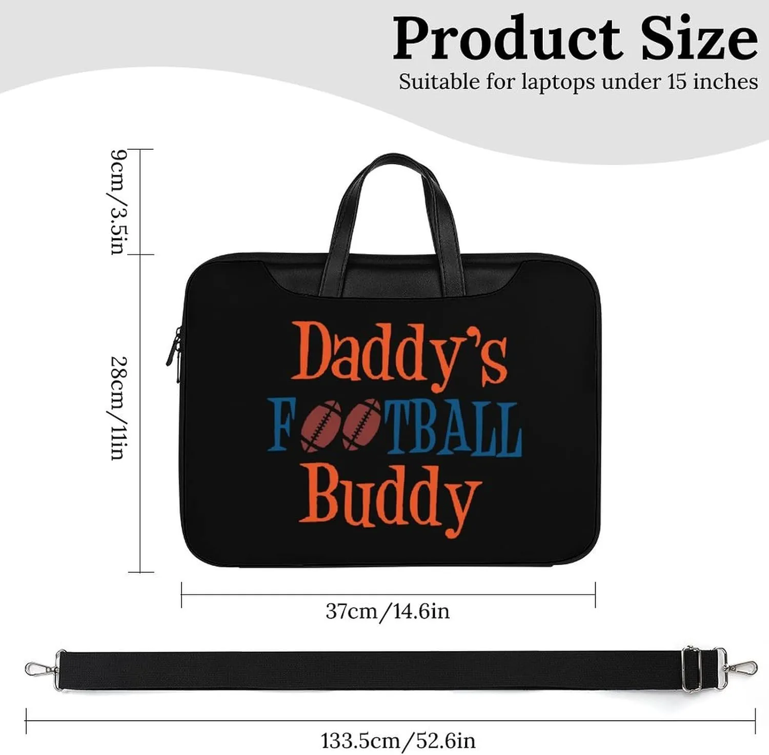 Daddy's Football Buddy Leather Bag Laptop Case Slim Water Resistant Computer Bags with Handle Briefcase for Work