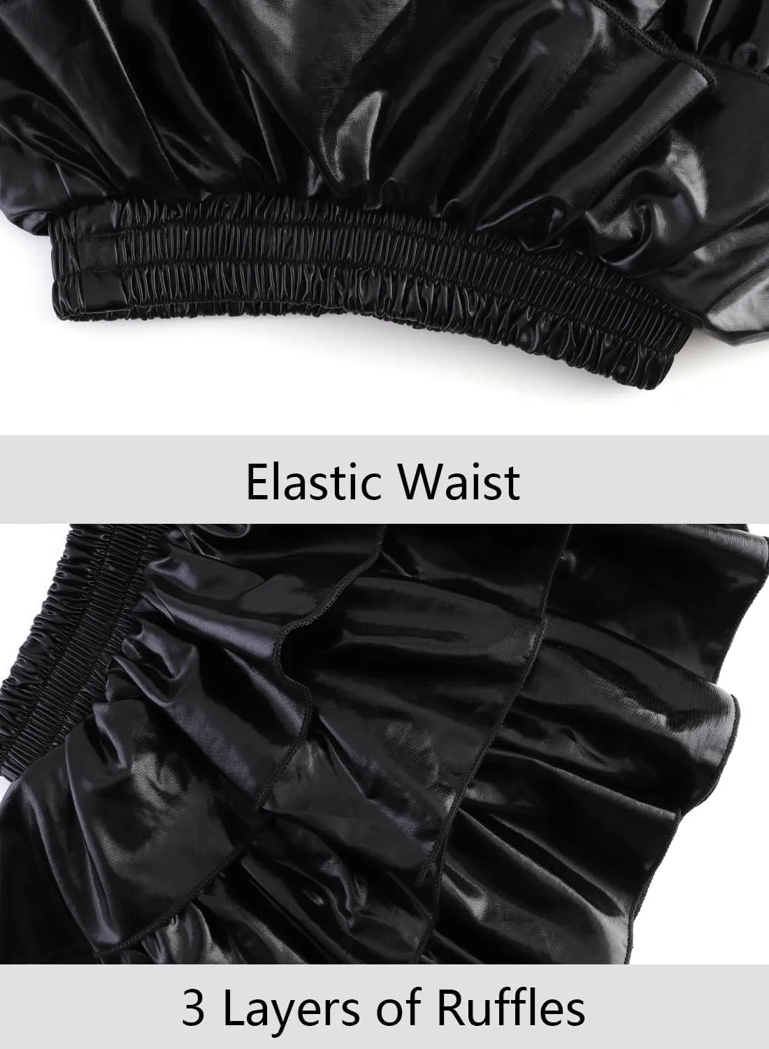 DAXIANG Girls Metallic Skirt with Shorts 3-Layer Pleated Ruffle Skirt for Girls Christmas Dance 4-13 Years