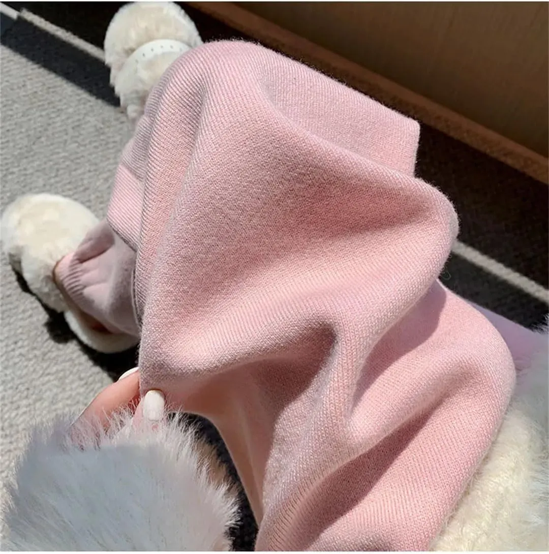 DBFBDTU Women Casual Harem Pants Loose Knitted Trousers Solid Color Sweater Trousers