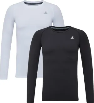 DEVOROPA Youth Boys 2-Pack Compression Shirt Long Sleeve Football Baseball Undershirt Quick Dry Sports Baselayer