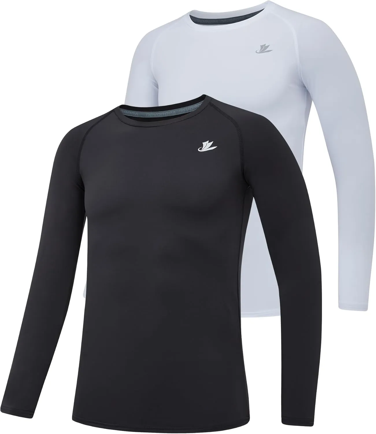 DEVOROPA Youth Boys 2-Pack Compression Shirt Long Sleeve Football Baseball Undershirt Quick Dry Sports Baselayer