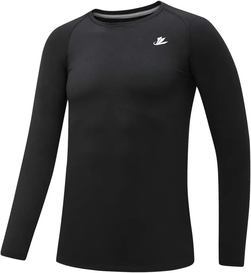 DEVOROPA Youth Boys Compression Thermal Shirt Long Sleeve Fleece Baselayer Soccer Baseball Undershirt