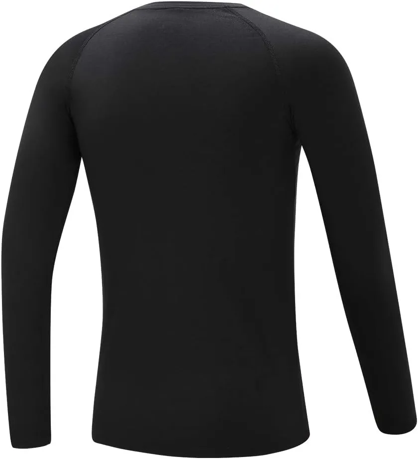 DEVOROPA Youth Boys Compression Thermal Shirt Long Sleeve Fleece Baselayer Soccer Baseball Undershirt