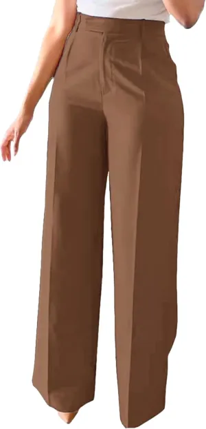 DGHM-JLMY Women's Commuter high Waist Draped Trousers Temperament Straight Leg Wide Leg Pants Business Essentials Suit Pant