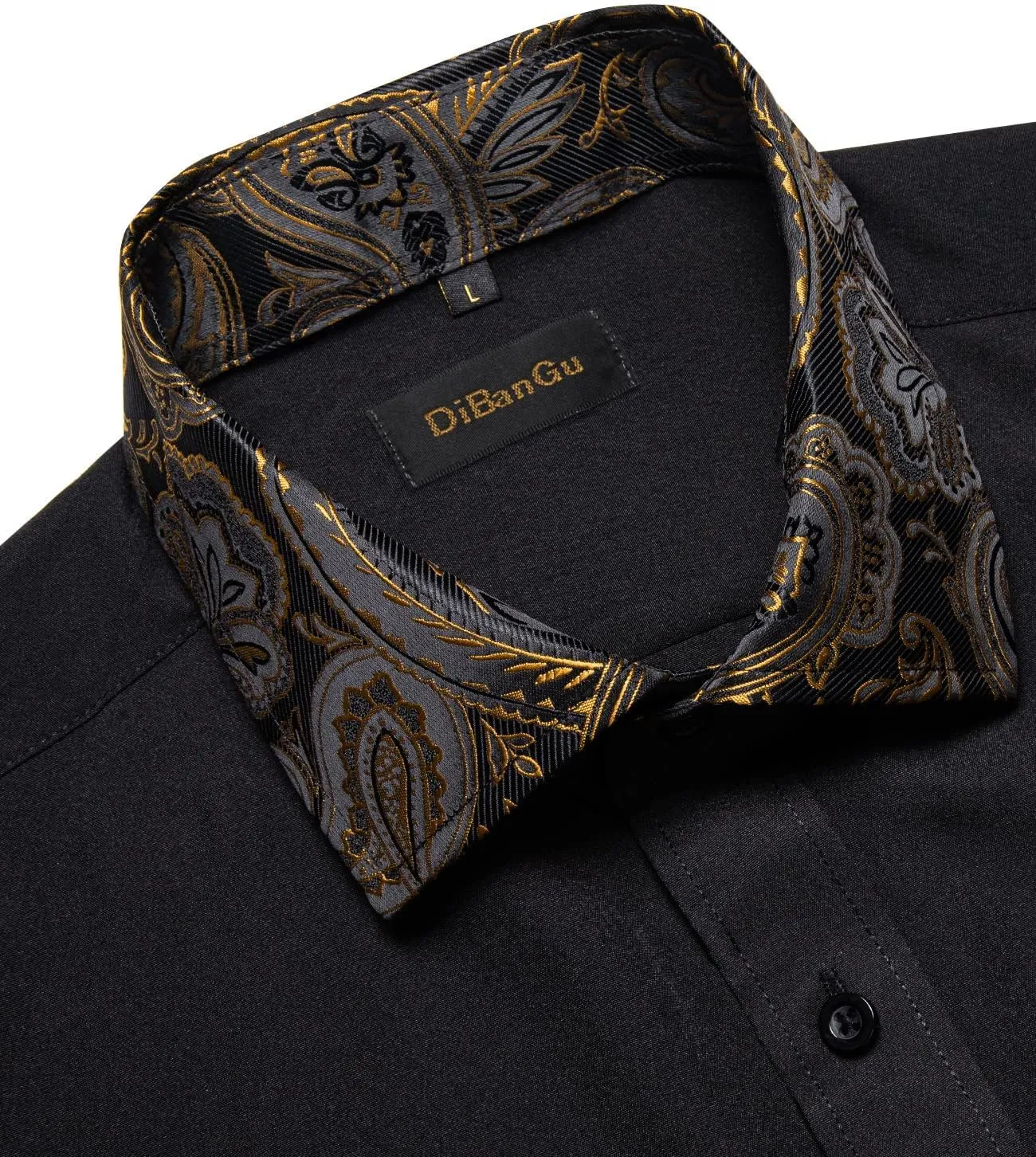 DiBanGu Mens Long Sleeve Dress Shirt Casual Cotton Button Down Shirts with Pocket Business Inner Contrast Shirt