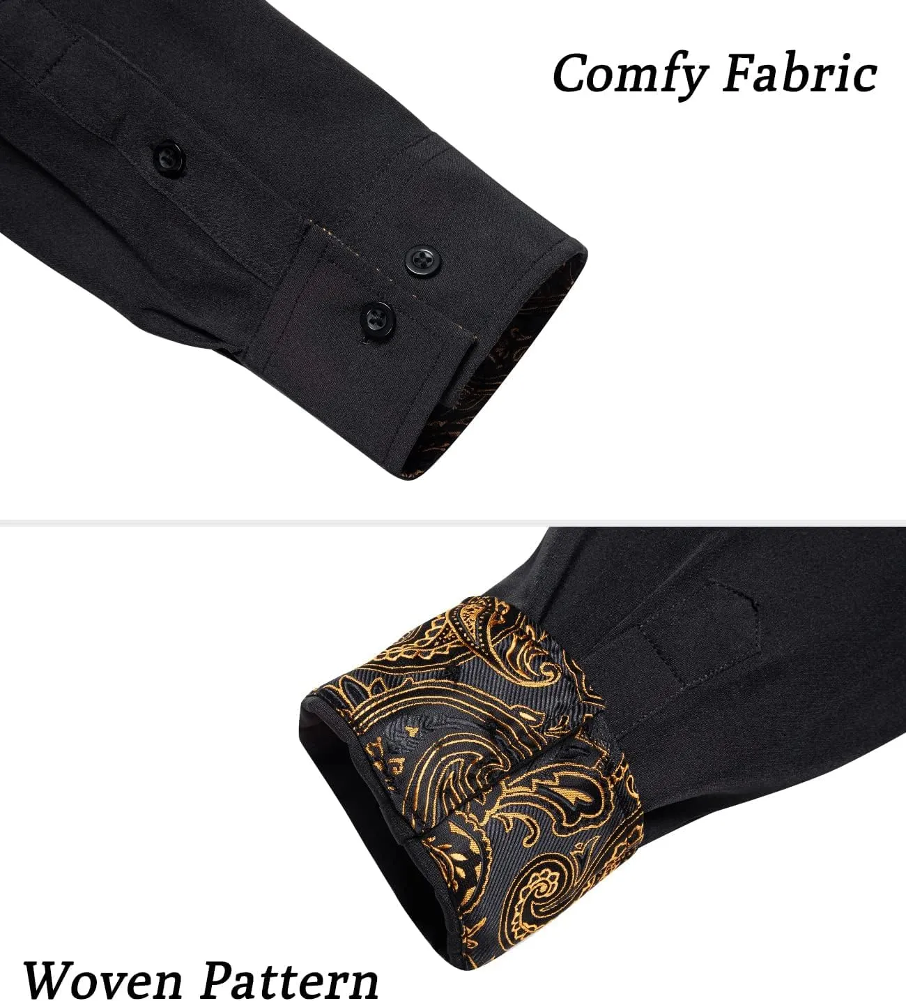 DiBanGu Mens Long Sleeve Dress Shirt Casual Cotton Button Down Shirts with Pocket Business Inner Contrast Shirt